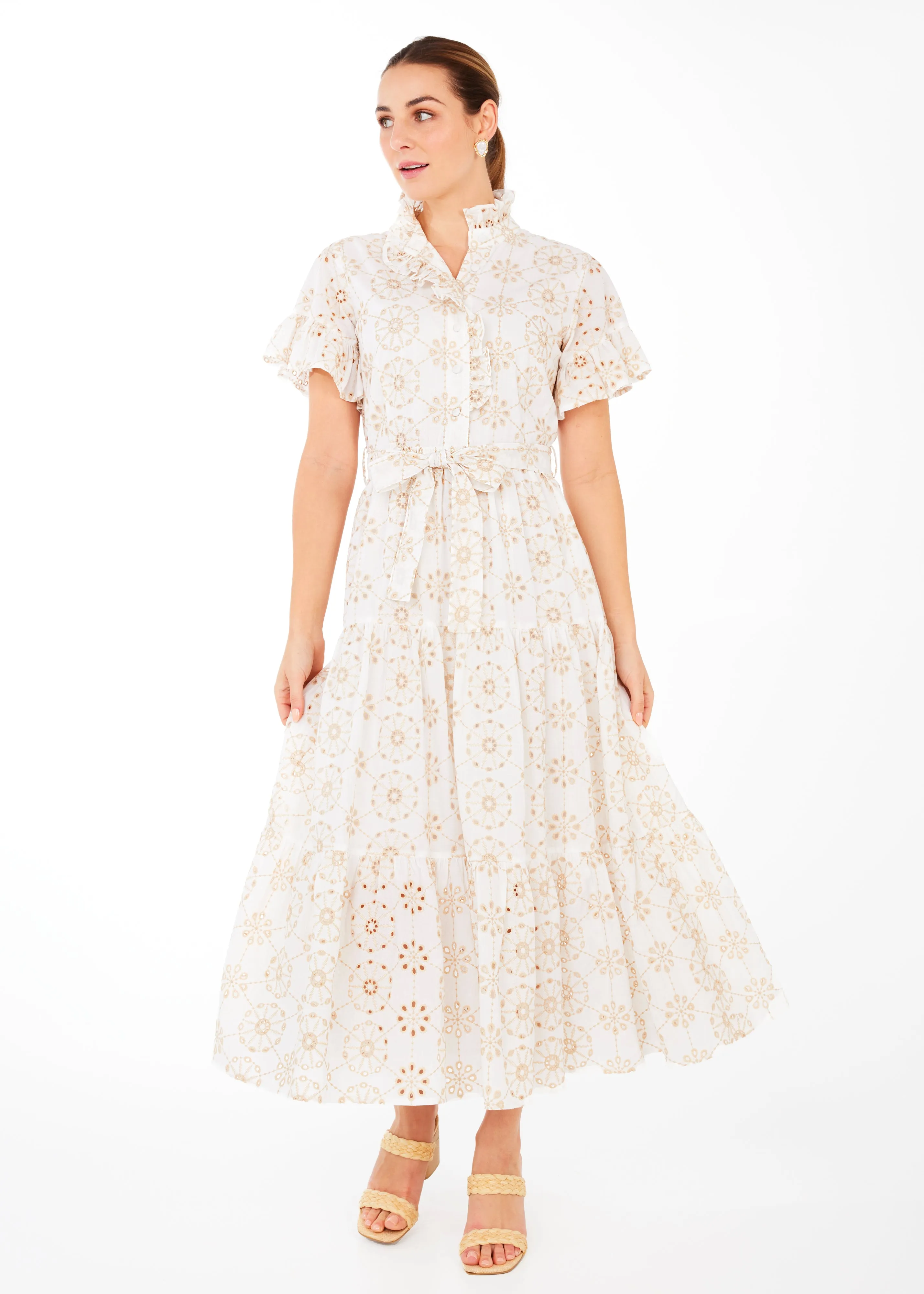 Sadie Maxi Dress White Medallion Eyelet