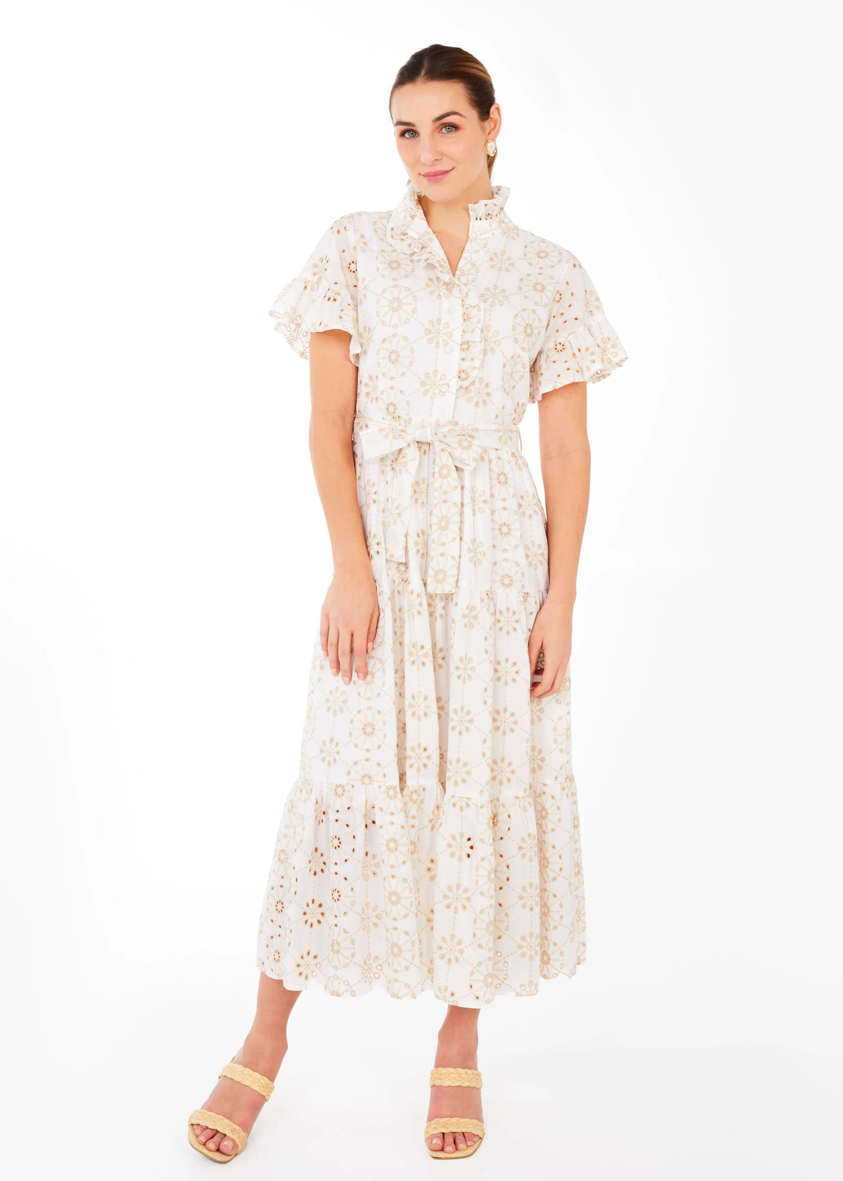 Sadie Maxi Dress White Medallion Eyelet