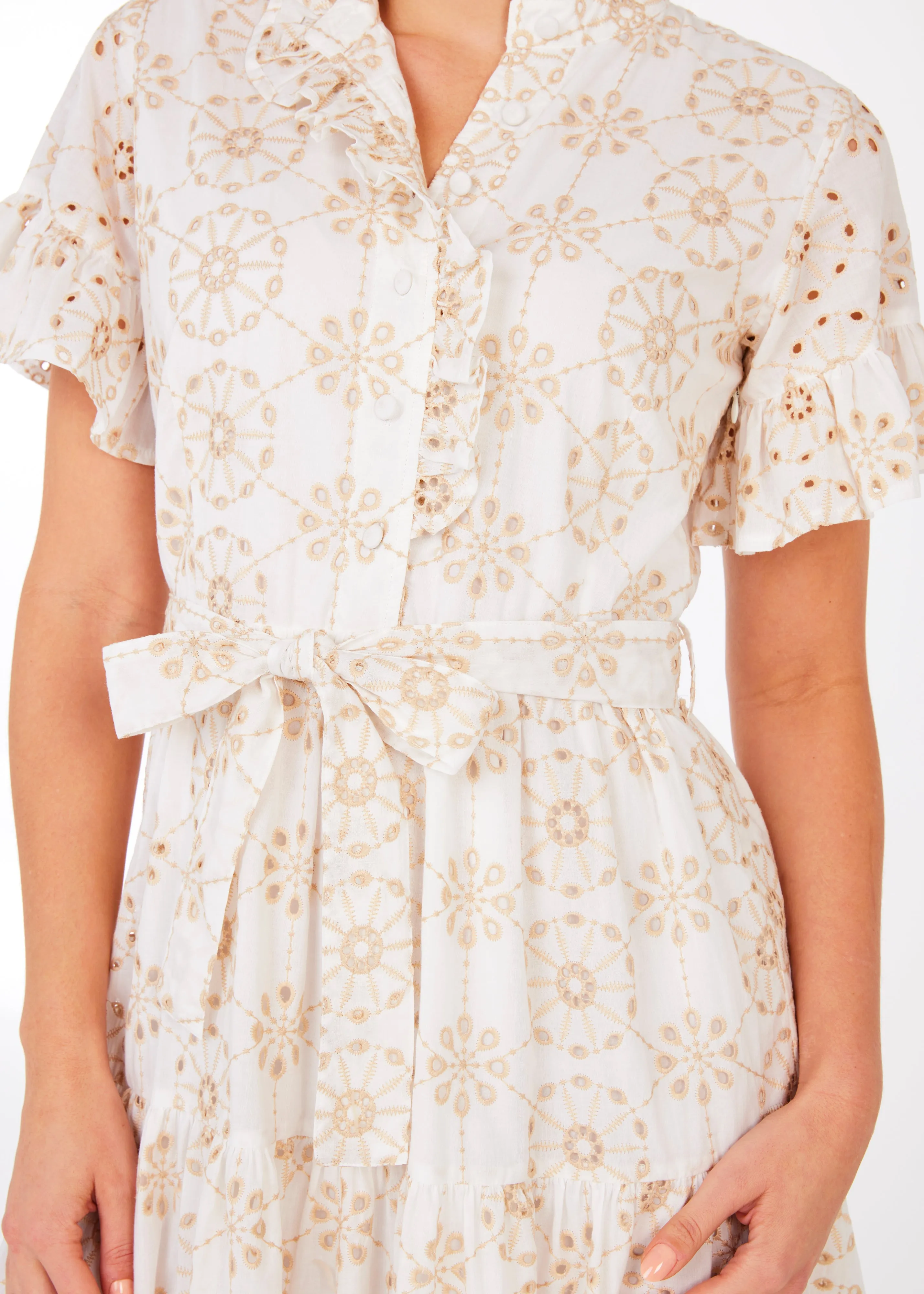 Sadie Maxi Dress White Medallion Eyelet