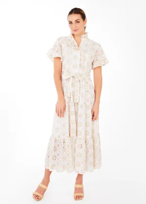 Sadie Maxi Dress White Medallion Eyelet