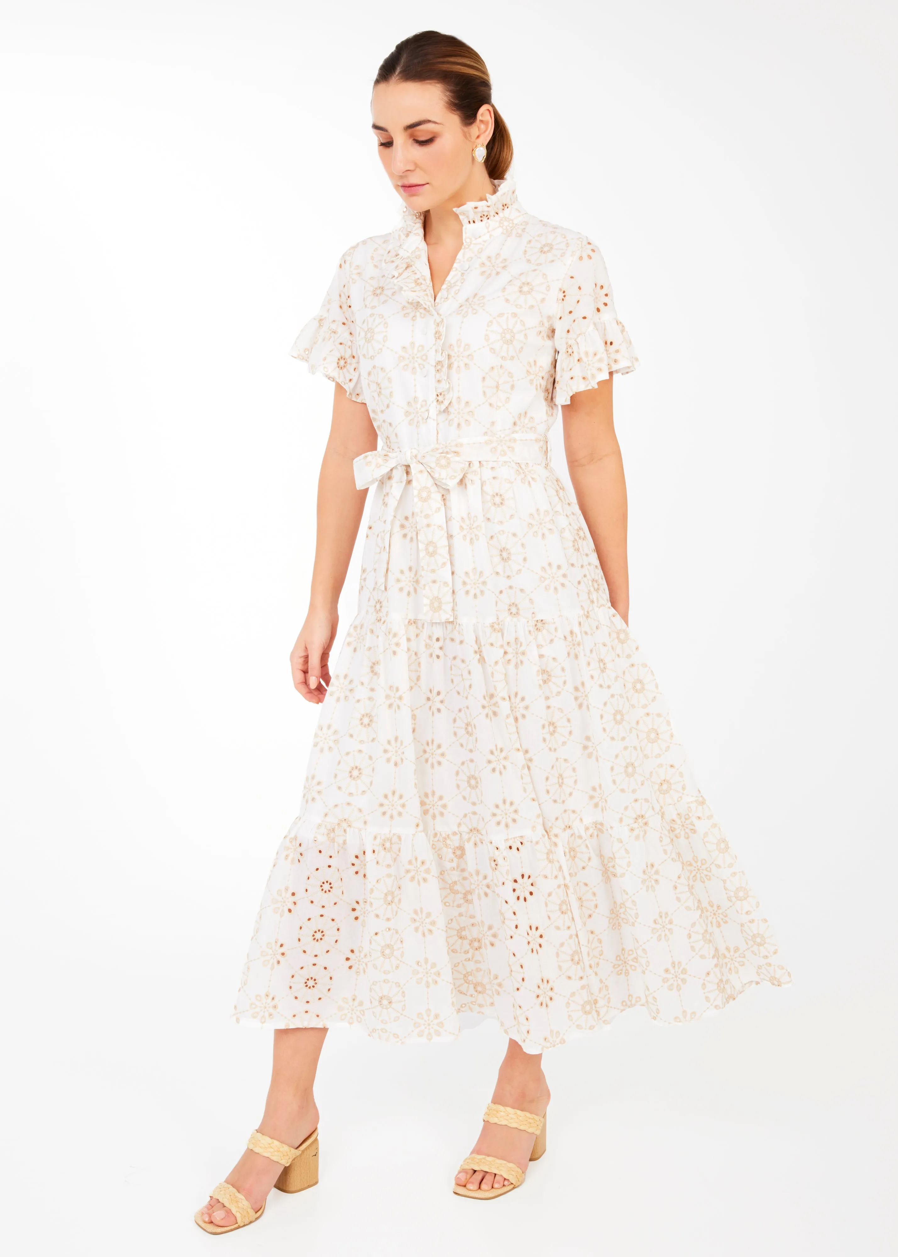 Sadie Maxi Dress White Medallion Eyelet