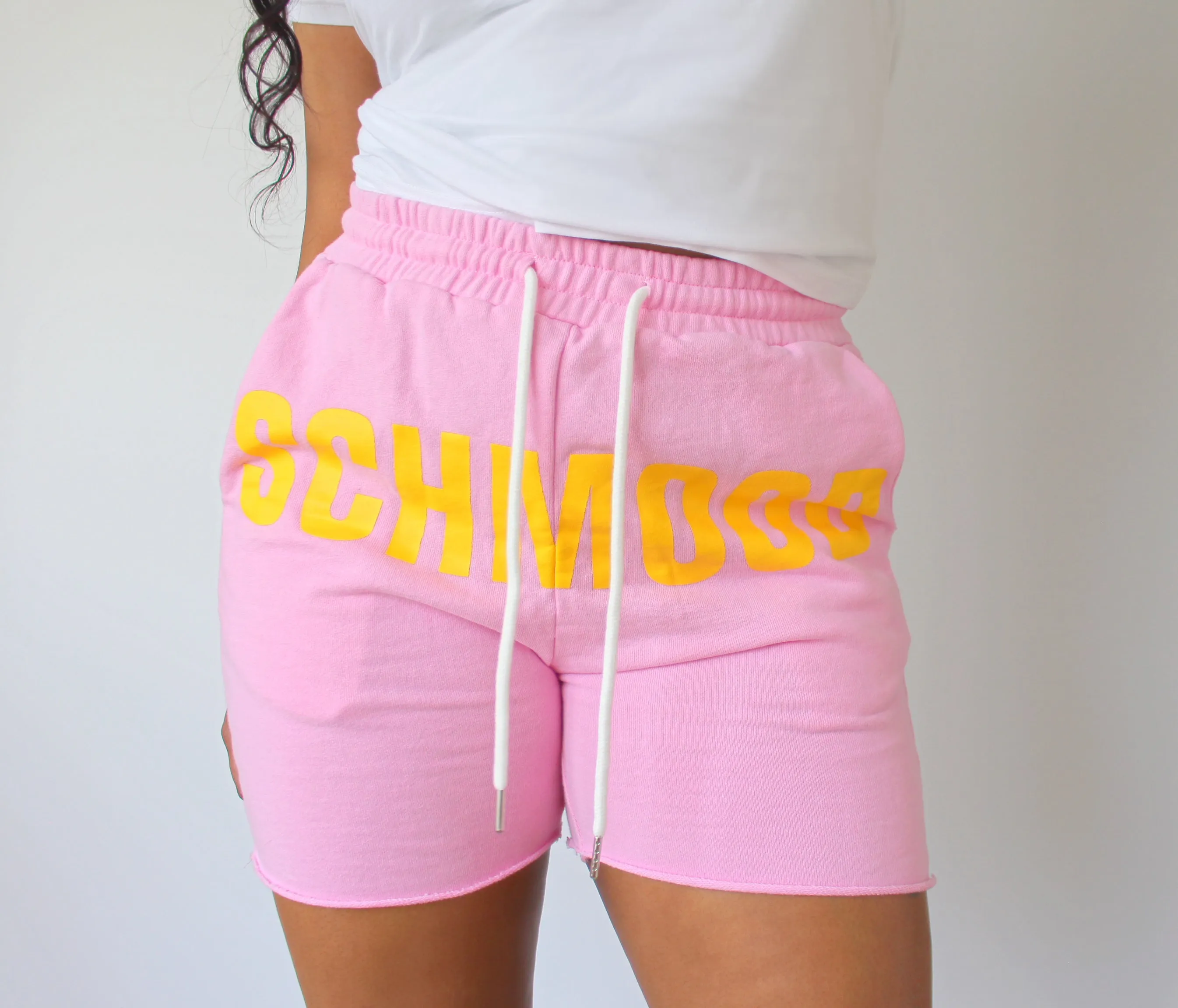 SCHMOOD Sweat Shorts - Pink Lemonade/Yellow