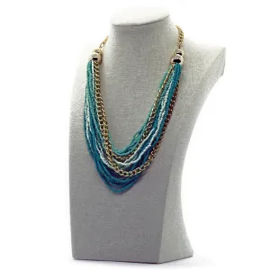 Seduction: Classic Turquoise Cascading Glass-Bead Necklace