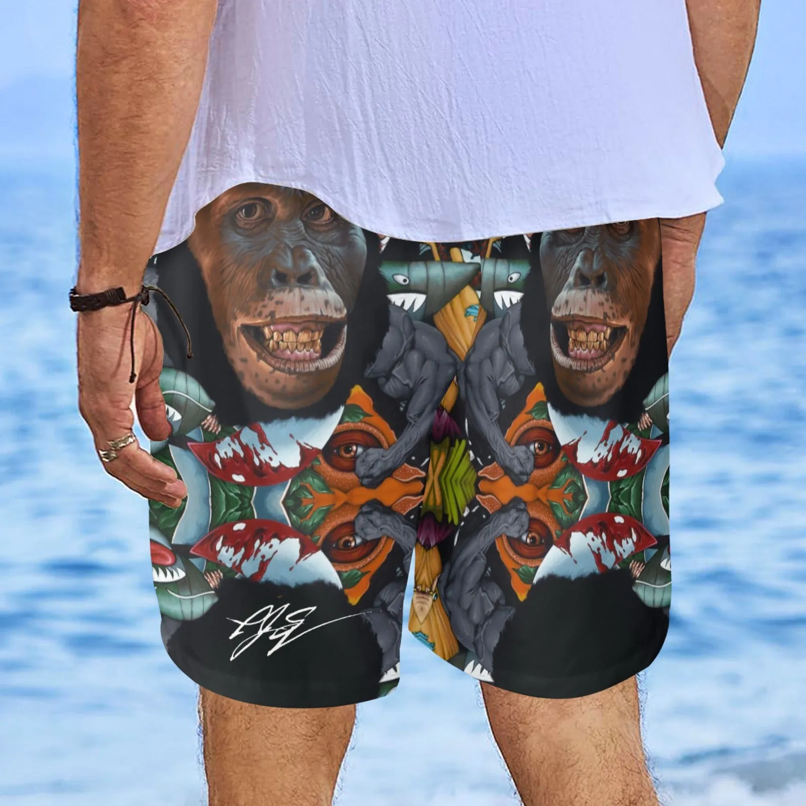 Selfie Men's Elastic Beach Shorts