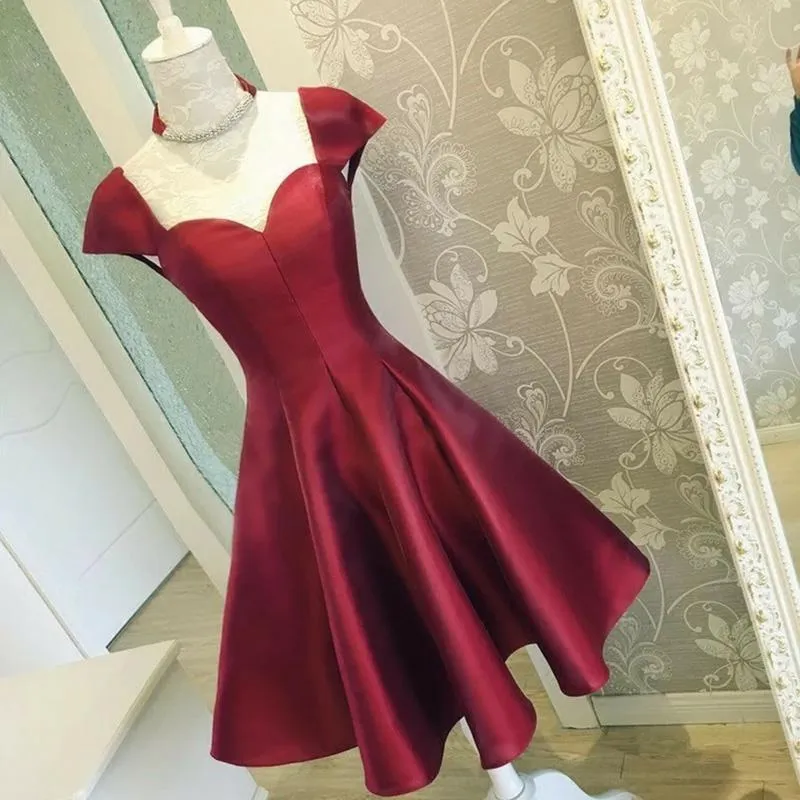 Sexy Backless Cap Sleeves Short Red Homecoming Dresses Online, BDY0334