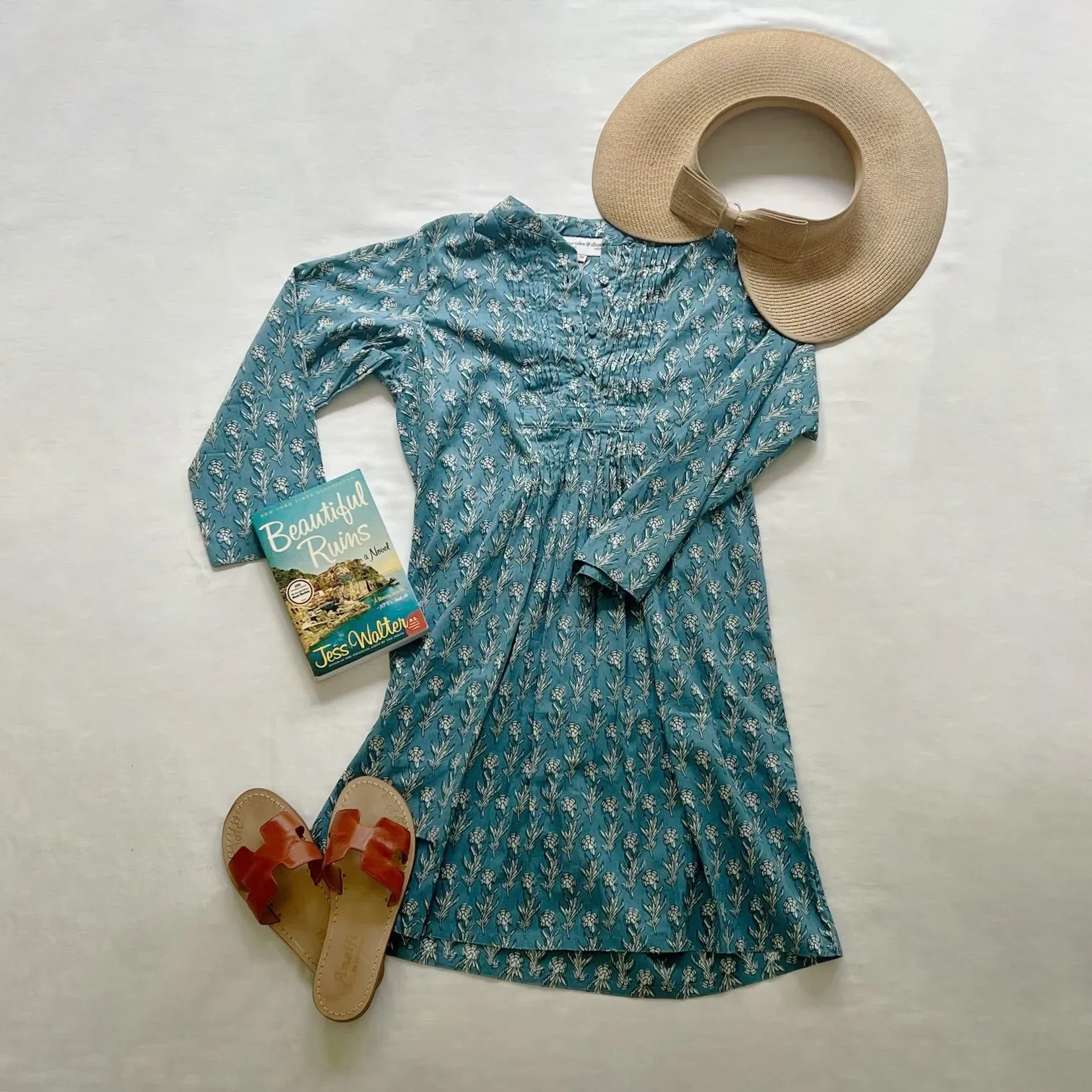 Sheila Dress - Blue / White Flowers