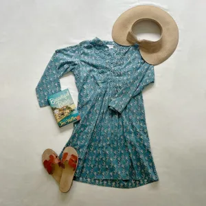Sheila Dress - Blue / White Flowers