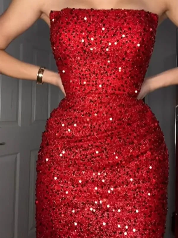 Shiny Sweetheart Sleeveless Mermaid Sequin Evening Prom Dresses Online, OLP822