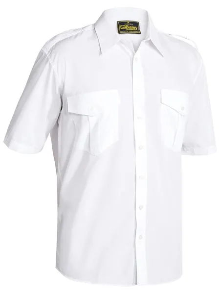 Shirt Bisley Epaulette SS Poly/Cotton 110g Sky Blue L