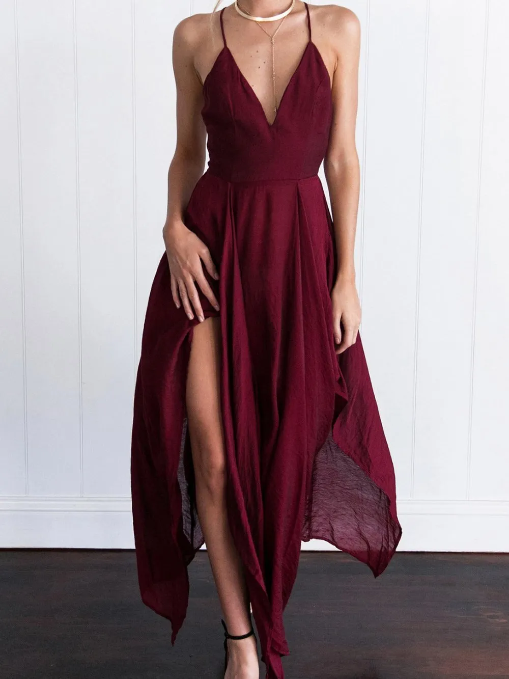 Simple Dark Red High How Side Slit Cheap Homecoming Dresses 2018, BDY0320