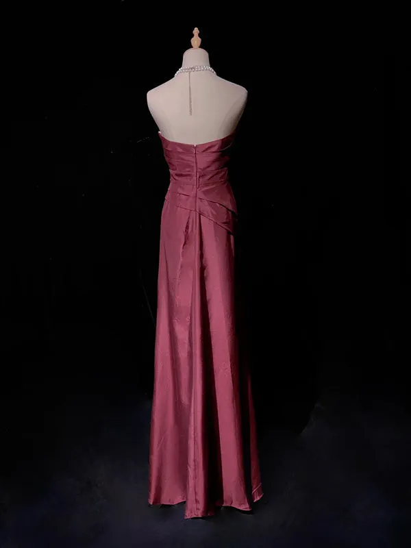 Simple Sweetheart Sleeveless Mermaid Satin Long Prom Dresses For Party Online, OL425