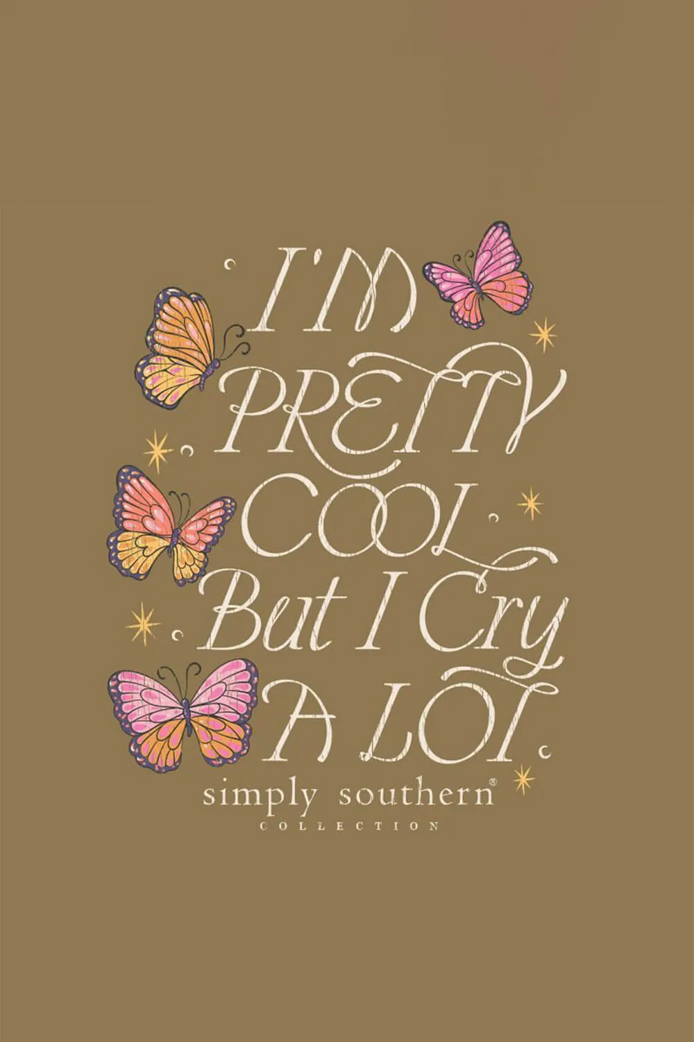Simply Southern Long Sleeve I’m Pretty Cool But I Cry A Lot T-Shirt for Women in Tulepo Gold | LS-CRY-TULEPO