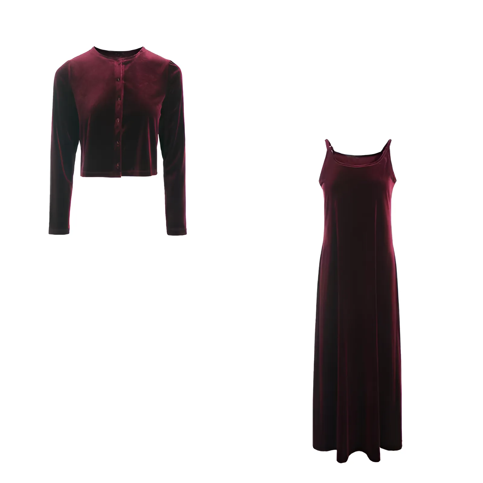 Sira | Elegant velvet vest & belted dress set