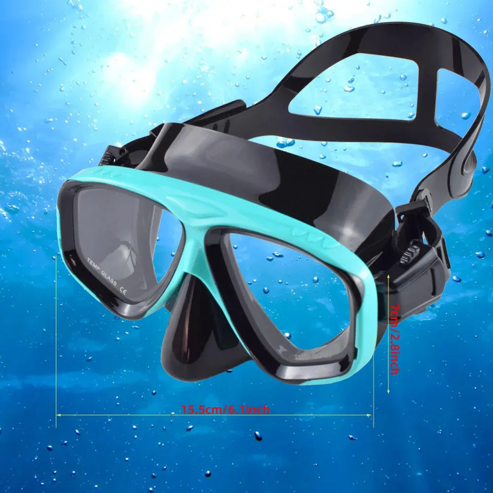 Snorkel Mask with Wide View Tempered Glass Lens