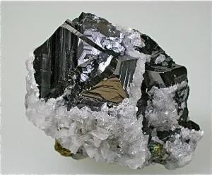Sphalerite with Calcite, Trepca Complex, Mitrovica, Kosovo small cabinet 3 x 5.5 x 7 cm $100. Online 10/02. SOLD.