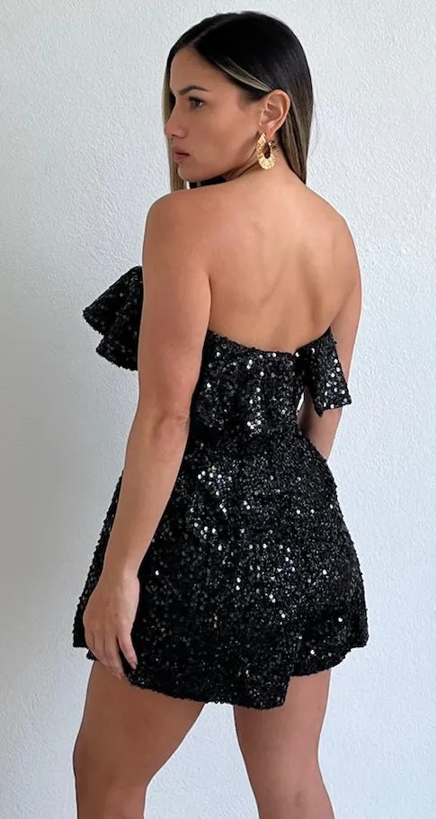 Spread Your Shine Black Sequins Romper