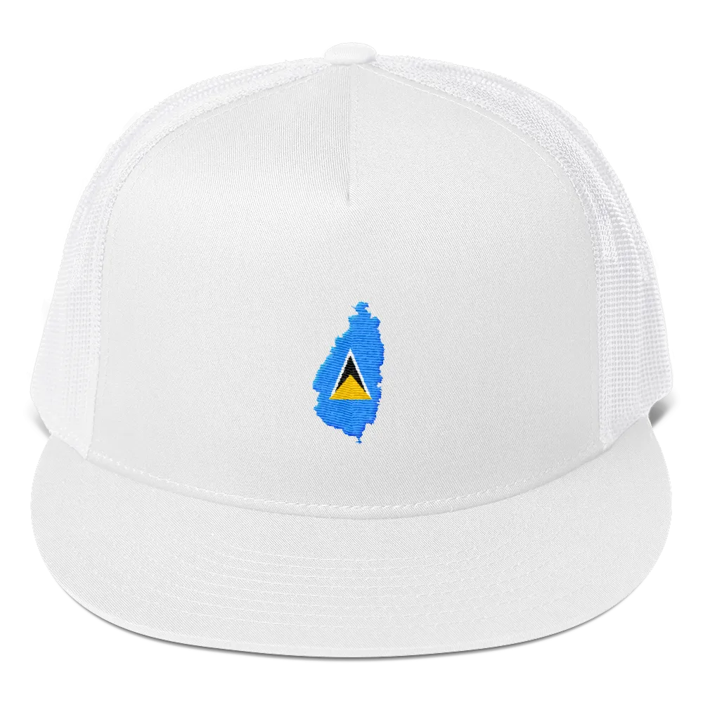 St. Lucia Embroidered Trucker Cap