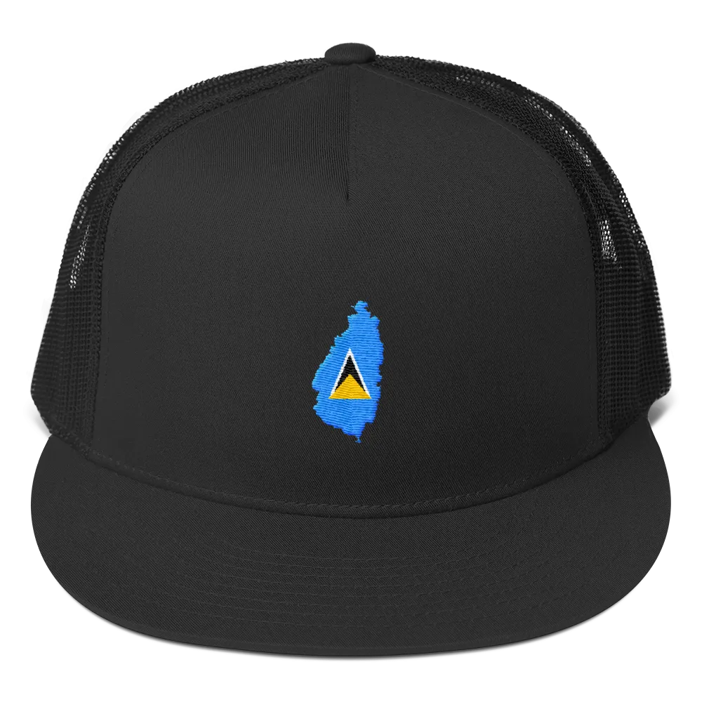 St. Lucia Embroidered Trucker Cap