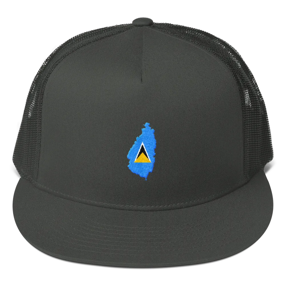 St. Lucia Embroidered Trucker Cap