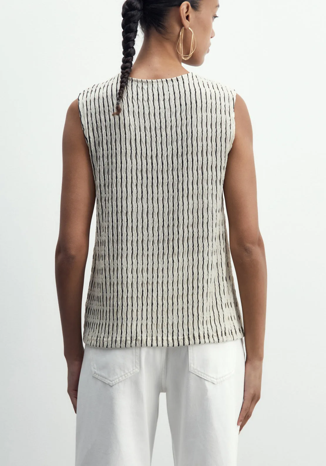 Structured Top - Print Blanc