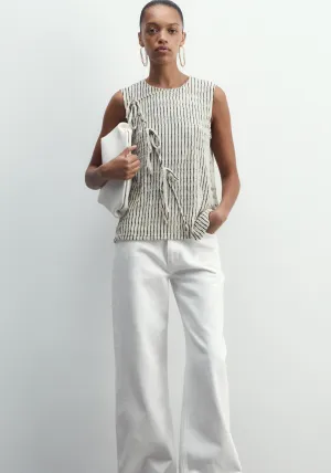 Structured Top - Print Blanc