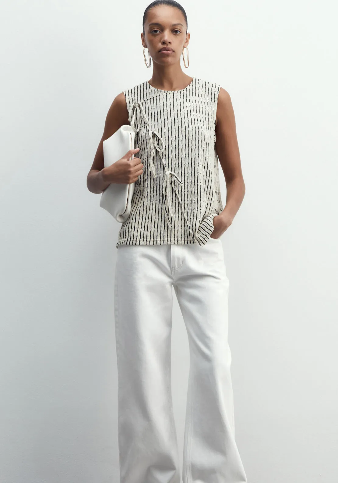 Structured Top - Print Blanc