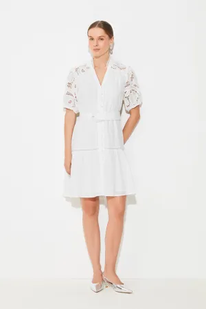 Suncoo Catleya Short White Layer Dress With Lace Sleeves