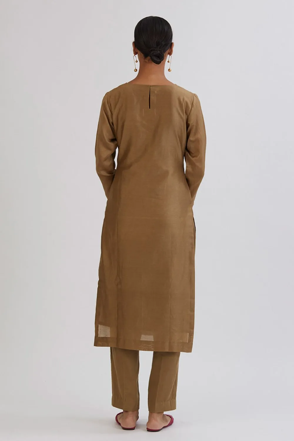 Sunheri Chanderi Kurta Set