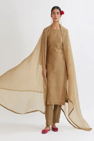 Sunheri Chanderi Kurta Set