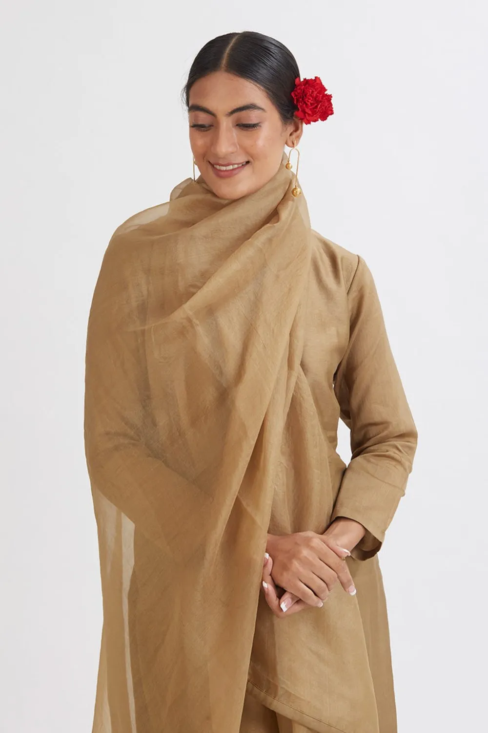 Sunheri Chanderi Kurta Set