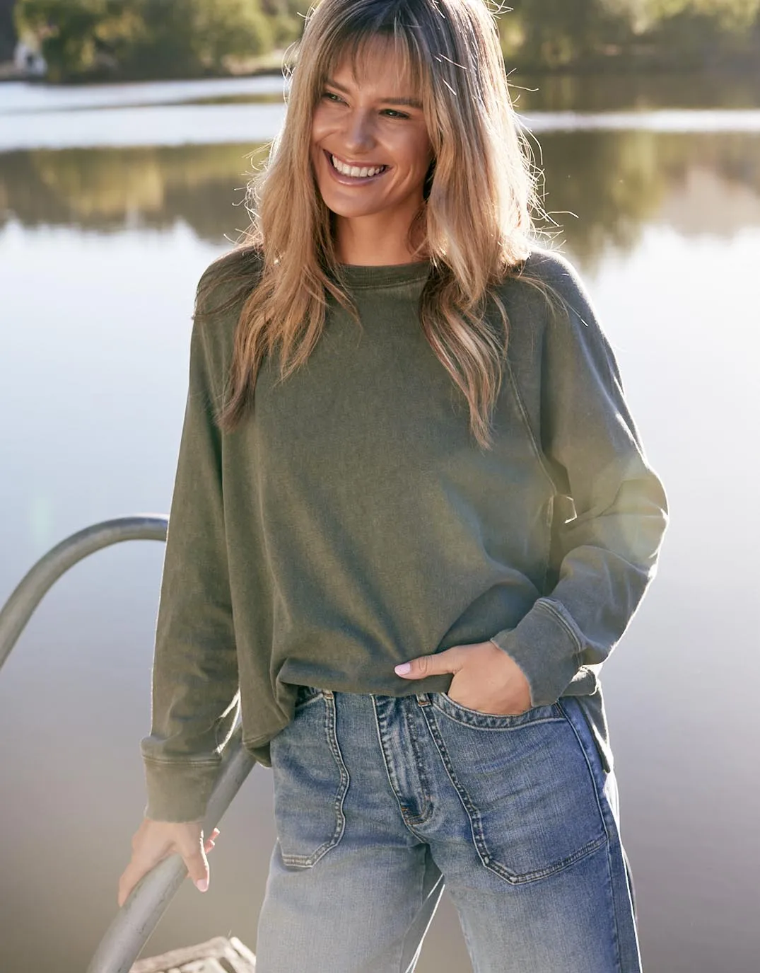 Sunset Throw On Top - Washed Khaki