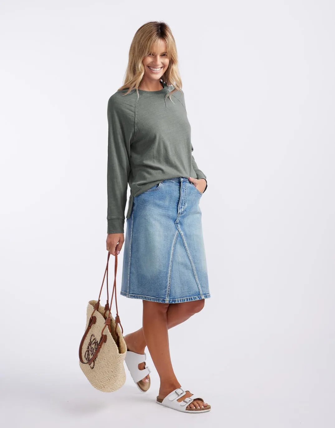 Sunset Throw On Top - Washed Khaki