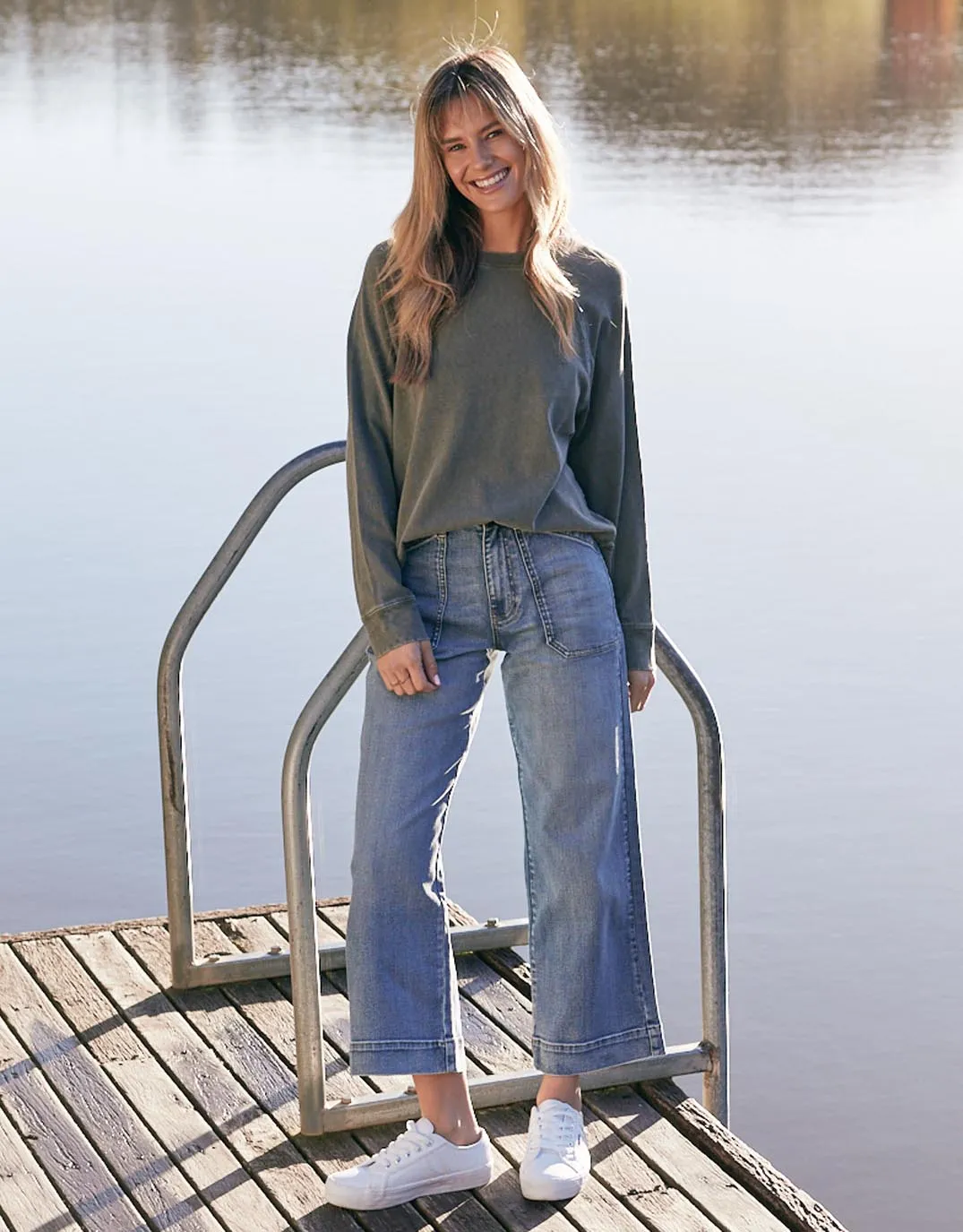 Sunset Throw On Top - Washed Khaki