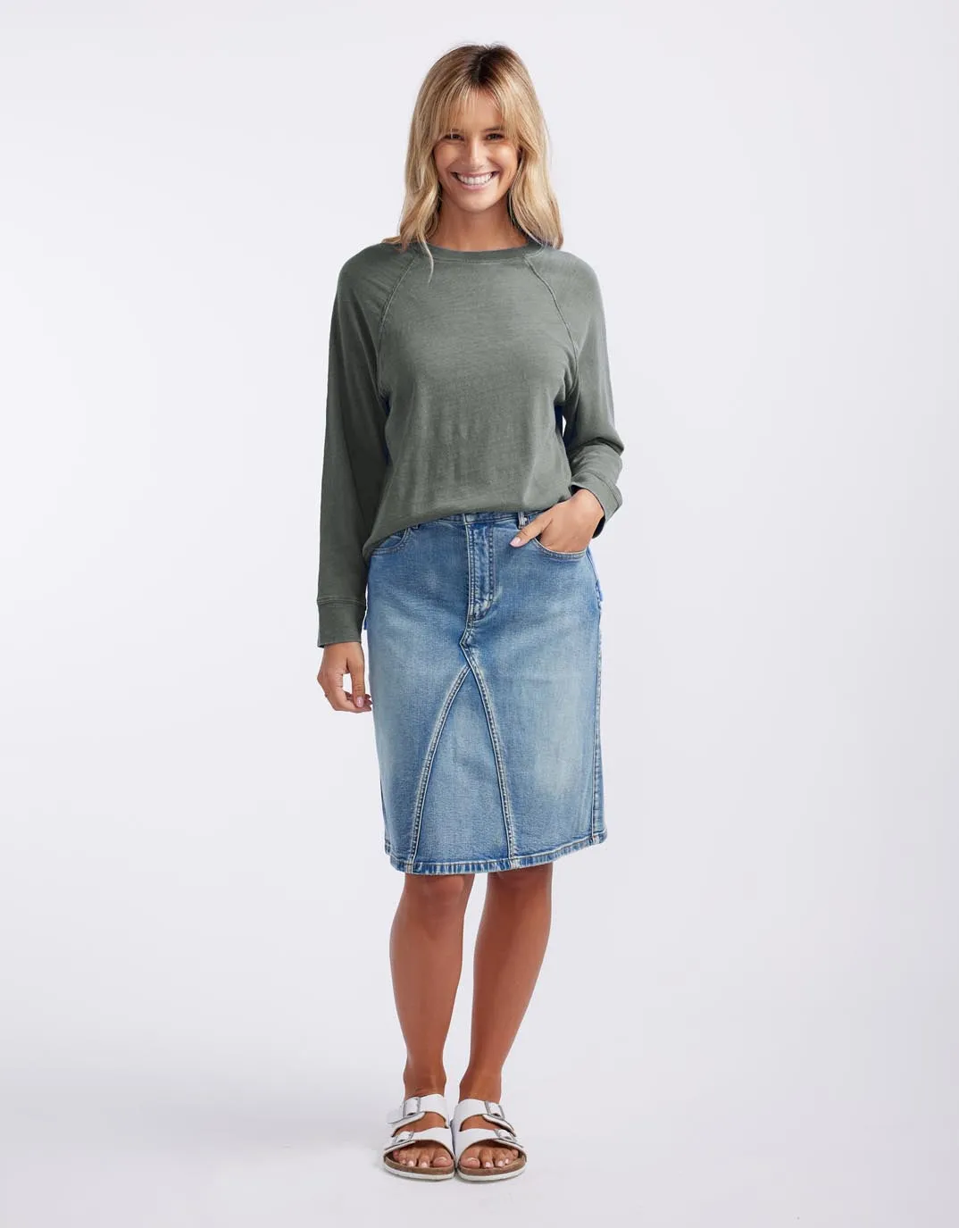 Sunset Throw On Top - Washed Khaki