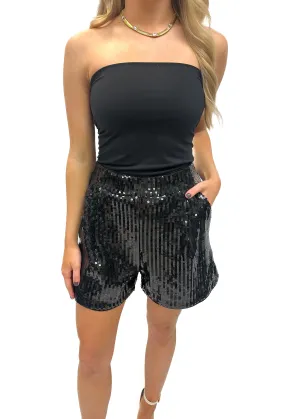 Susana Monaco Square Sequin Shorts 3" inseam - Black