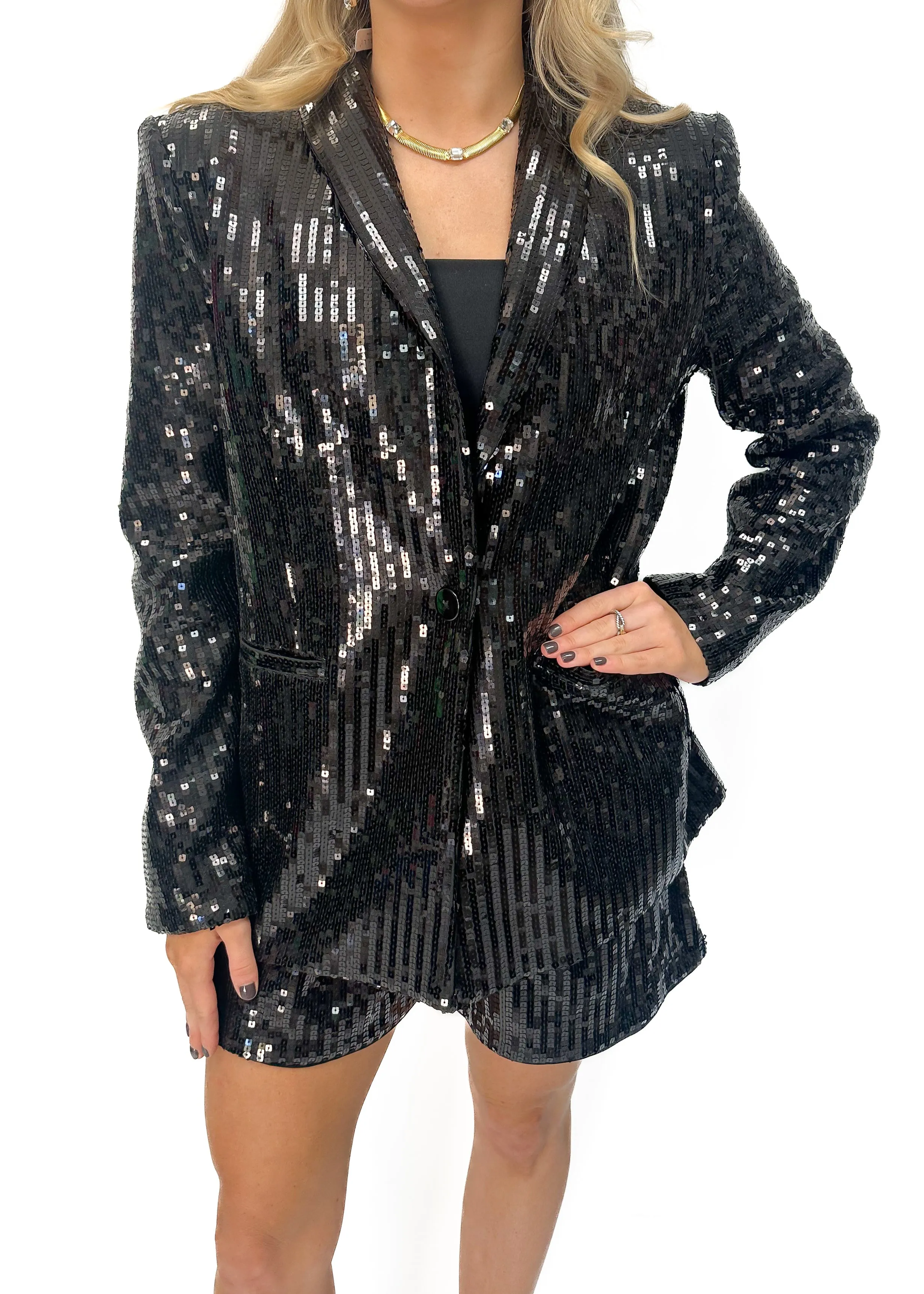 Susana Monaco Square Sequin Shorts 3" inseam - Black
