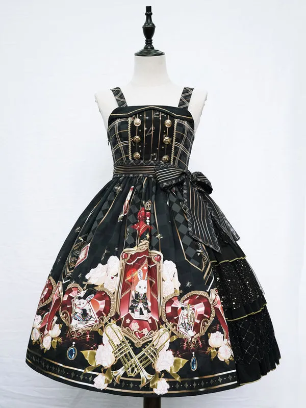 Sweet Lolita JSK Dress Polyester Tie Jumper Skirt Black Lolita Skirt