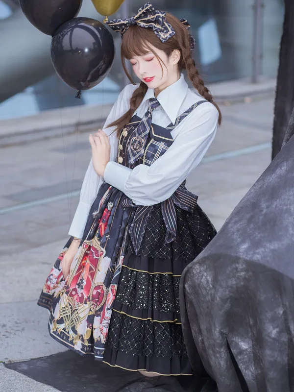 Sweet Lolita JSK Dress Polyester Tie Jumper Skirt Black Lolita Skirt