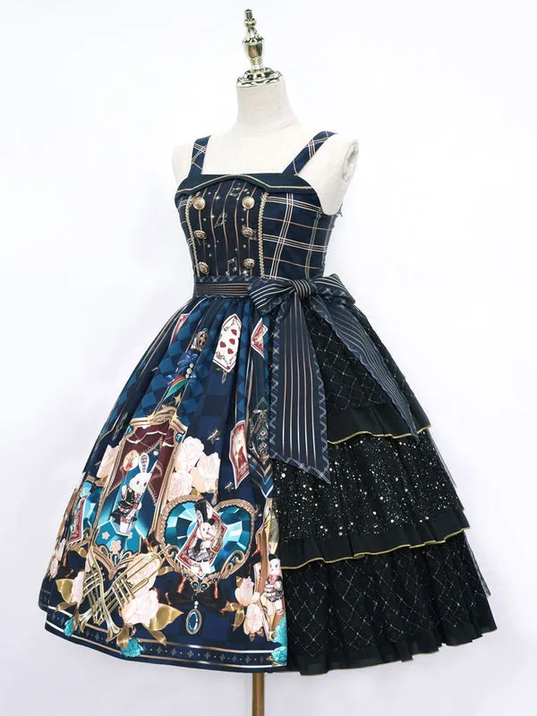 Sweet Lolita JSK Dress Polyester Tie Jumper Skirt Black Lolita Skirt