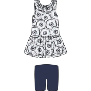 Tangerine Sky Navy Circle Ruffle Tunic with Shorts