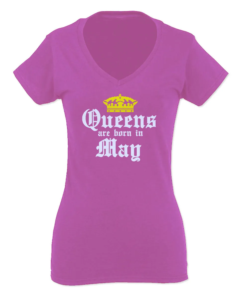 The Best Birthday Gift Queens are Born in May For Women V neck fitted T Shirt