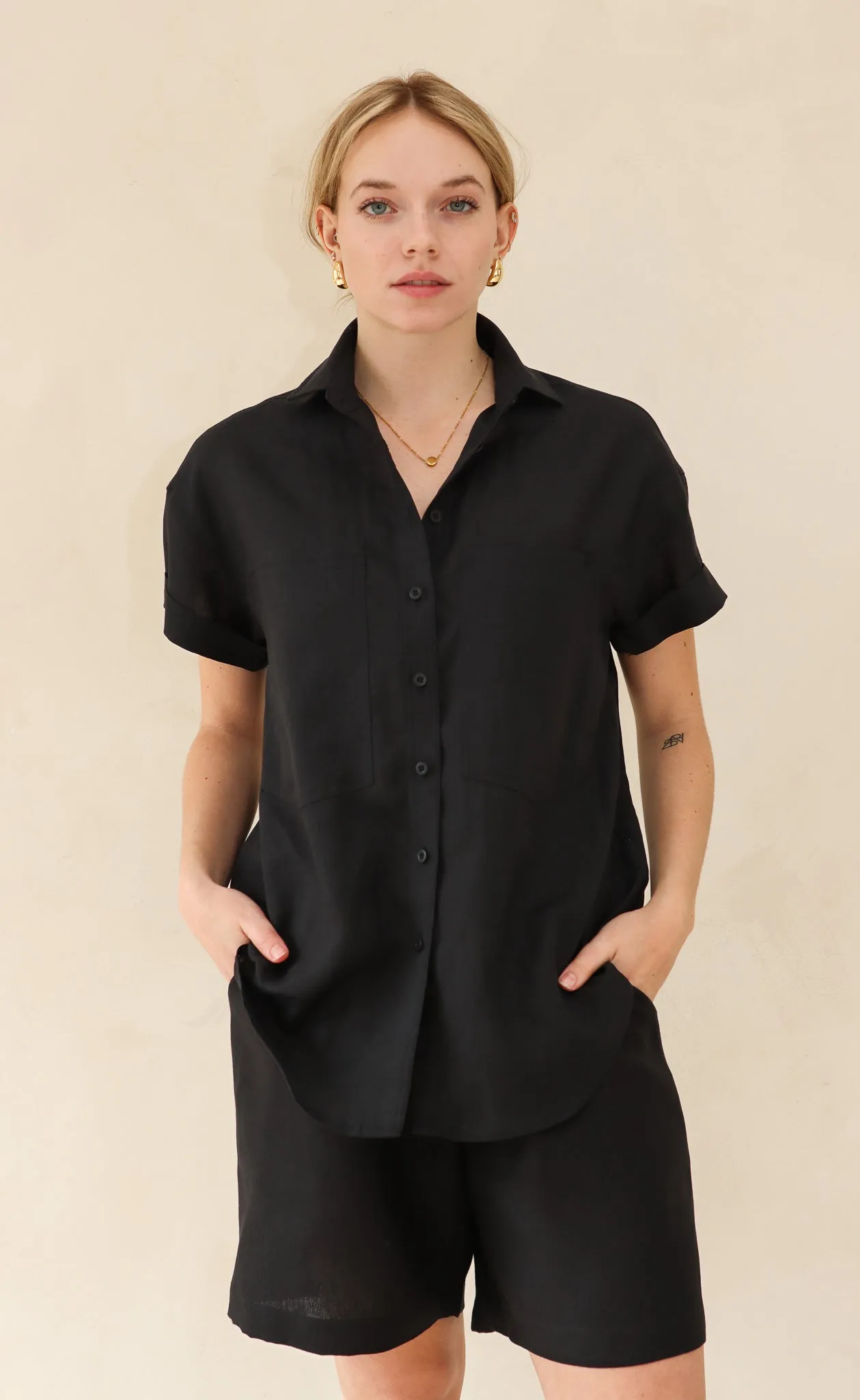 The Friend - Wayward Fit -  Black 100% Linen
