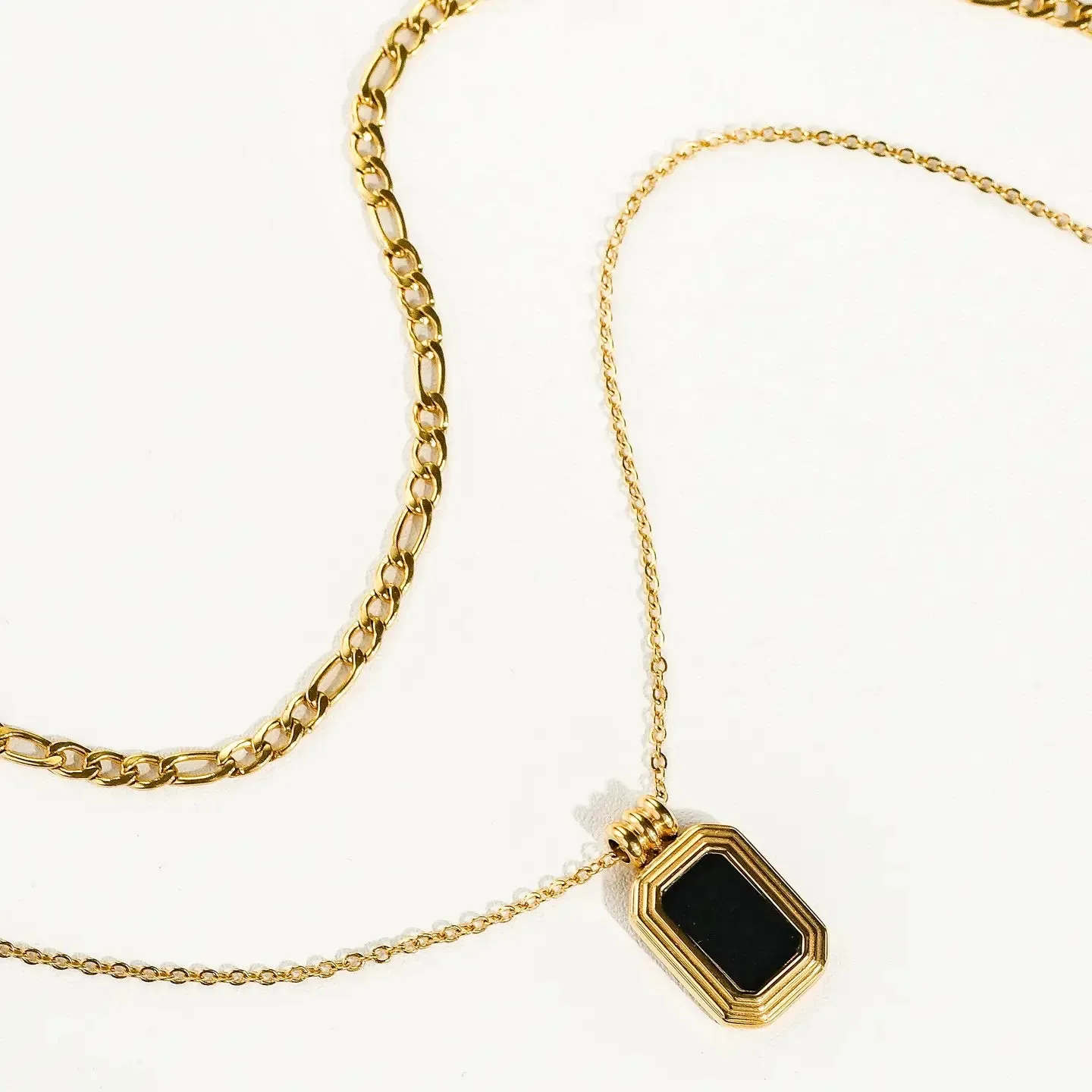 The Mare 18K Gold Stack Necklace with Square Pendant