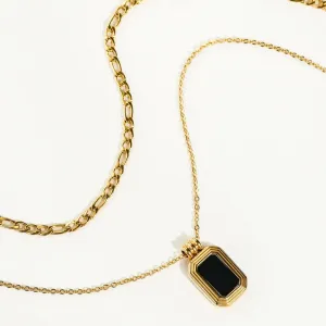 The Mare 18K Gold Stack Necklace with Square Pendant