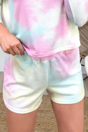 Tie Dye Lounge Shorts- Mint, Pink, Yellow