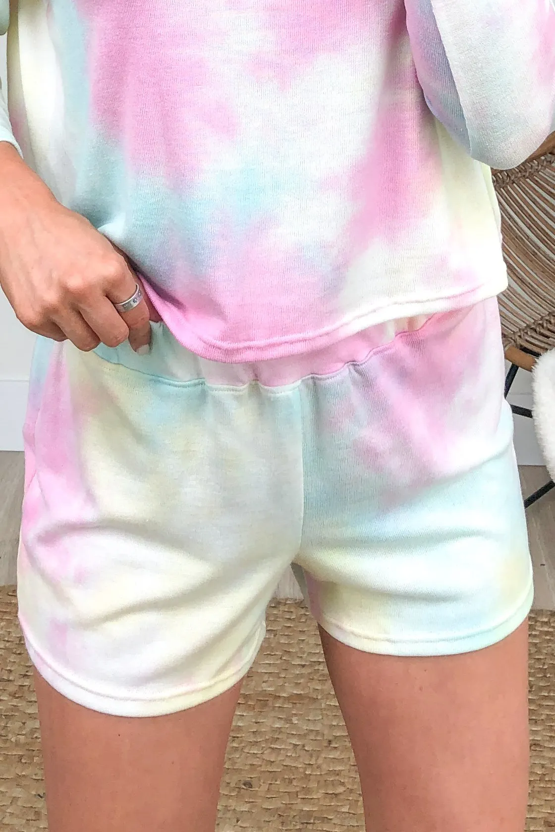 Tie Dye Lounge Shorts- Mint, Pink, Yellow