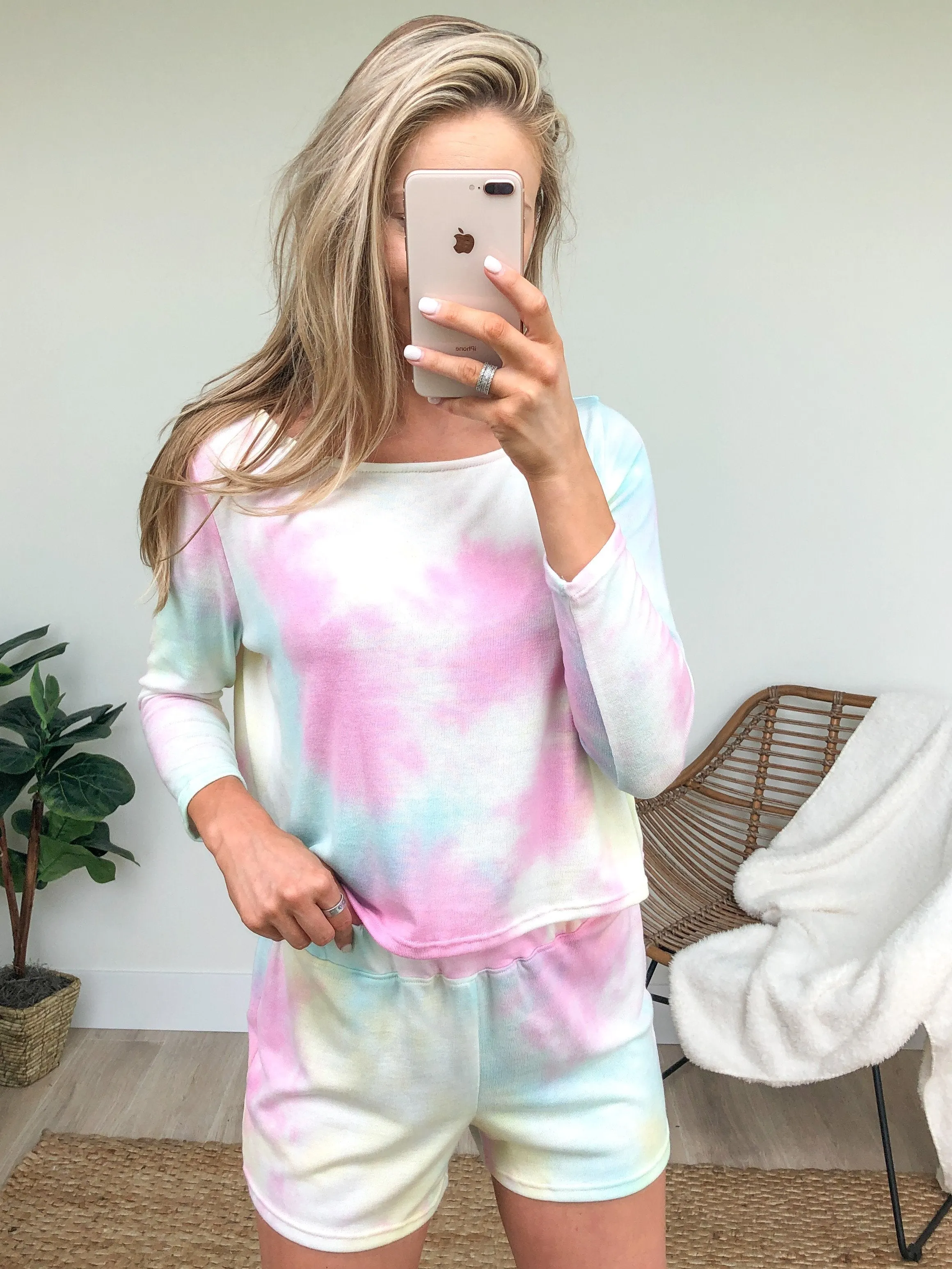 Tie Dye Lounge Shorts- Mint, Pink, Yellow