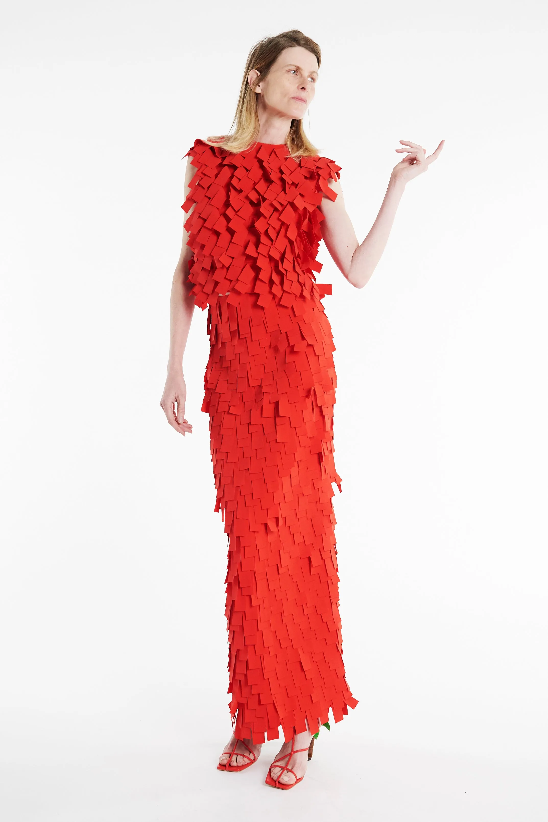 Top With Rectangle Detail Red