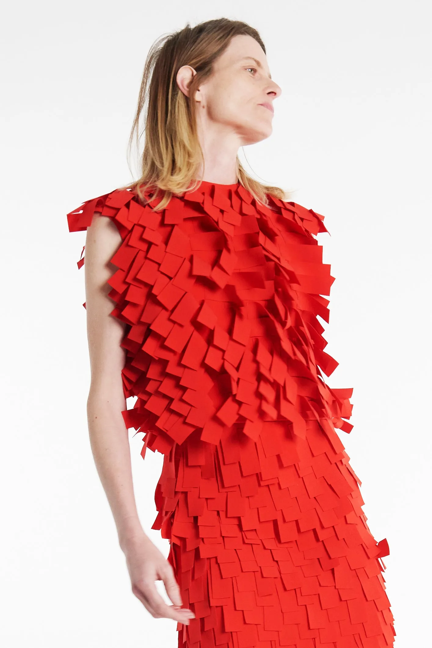 Top With Rectangle Detail Red