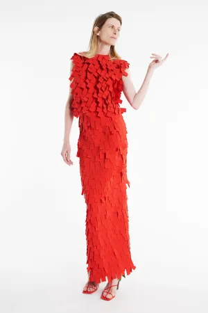 Top With Rectangle Detail Red